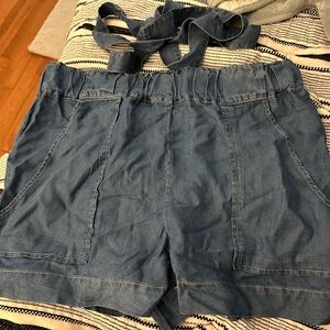 Pink Lily denim shorts with tie